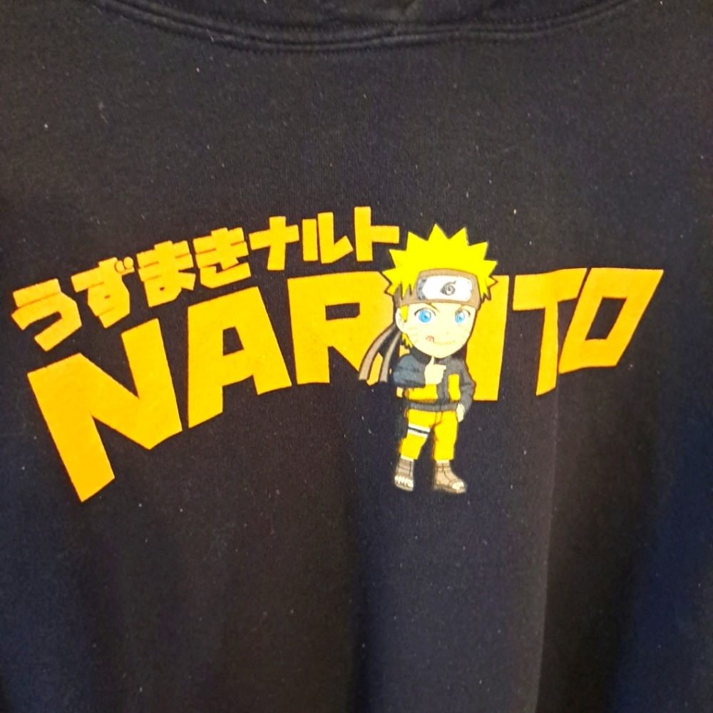 Naruto Shippuden Logo adult hoodie Black Sz L